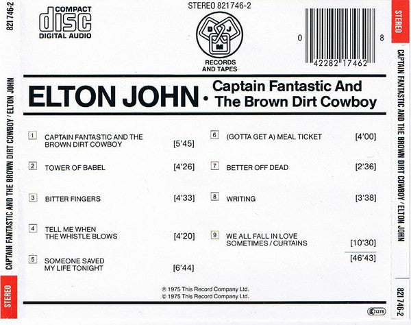 Elton John : Captain Fantastic And The Brown Dirt Cowboy (CD, Album, RE)