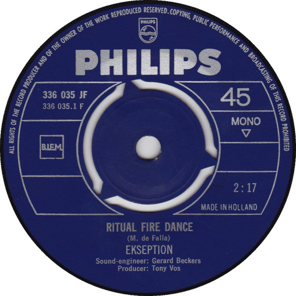 Ekseption : Ritual Fire Dance / Rhapsody In Blue (7", Single, Mono)