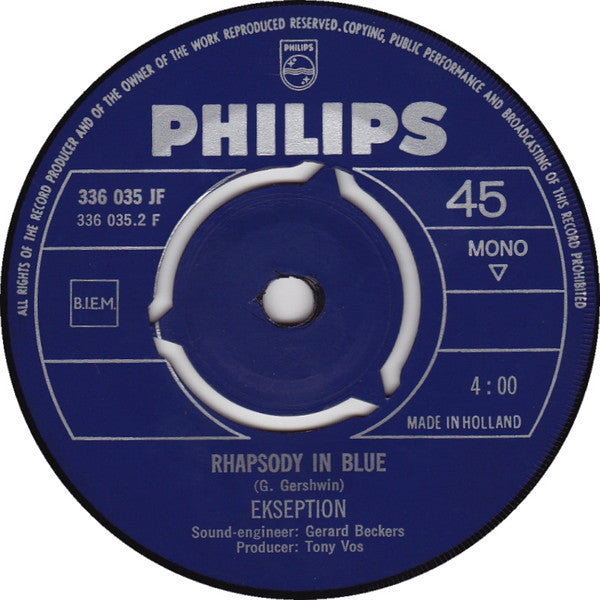 Ekseption : Ritual Fire Dance / Rhapsody In Blue (7", Single, Mono)