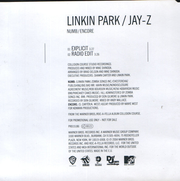Jay-Z / Linkin Park : Numb / Encore (CD, Single, Promo)