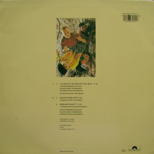 Level 42 : Leaving Me Now / I Sleep On My Heart (Re-mix) / Dream Crazy (12", Maxi)