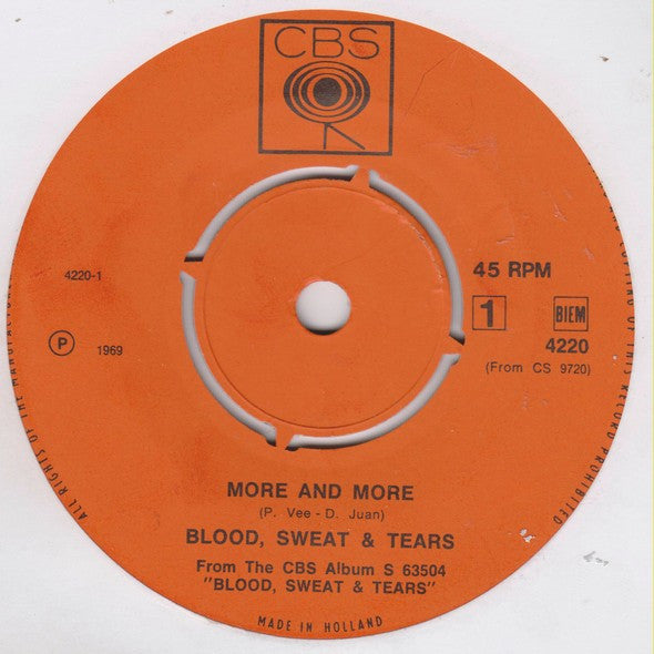 Blood, Sweat And Tears : More And More / Spinning Wheel (7", Single)