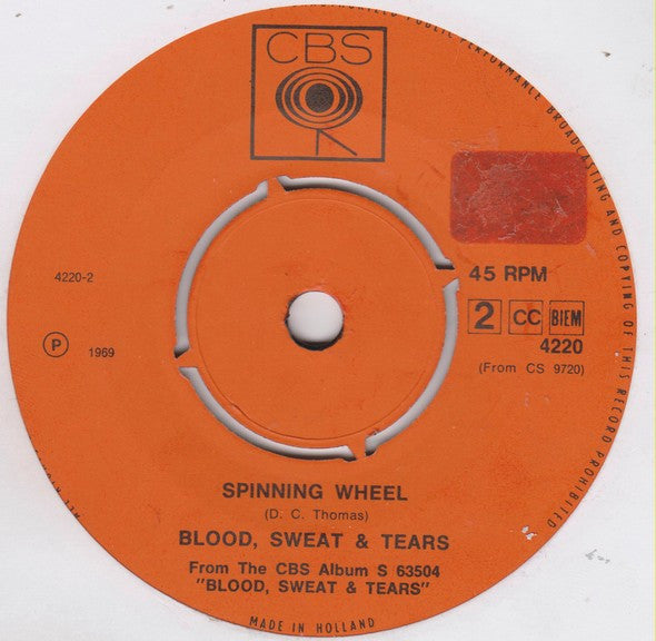 Blood, Sweat And Tears : More And More / Spinning Wheel (7", Single)
