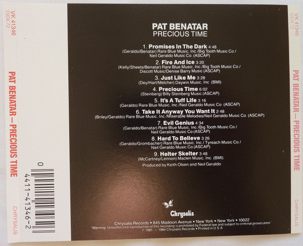 Pat Benatar : Precious Time (CD, Album, RE)
