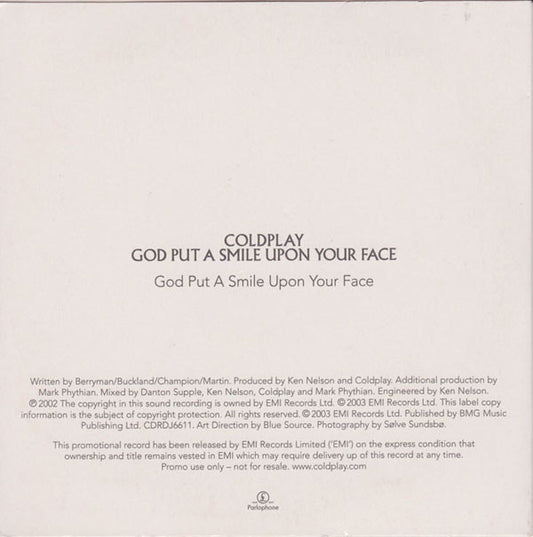 Coldplay : God Put A Smile Upon Your Face (CD, Single, Promo)