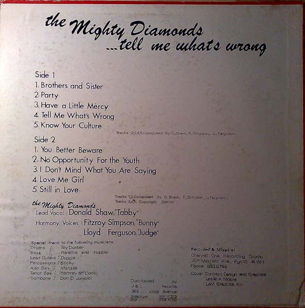 The Mighty Diamonds : .... Tell Me What's Wrong (LP, Album)