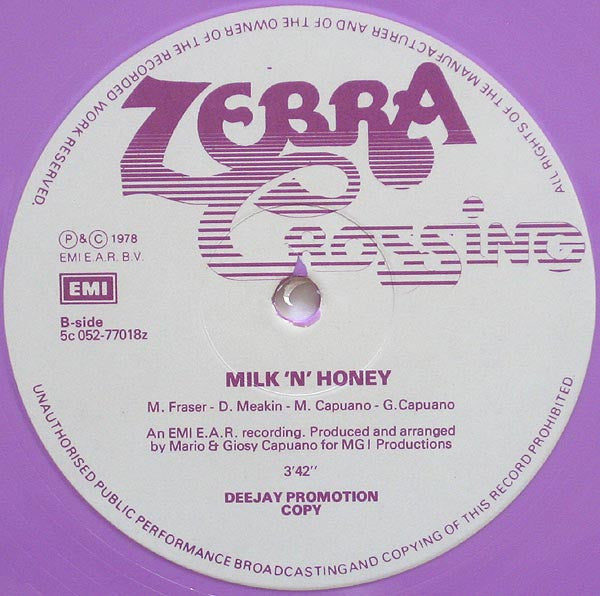 Zebra Crossing : We're Going Places / Milk 'N' Honey (12", Single, Promo, Pin)