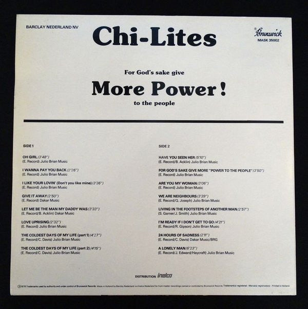 The Chi-Lites : For God's Sake Give More Power! To The People (LP, Comp)