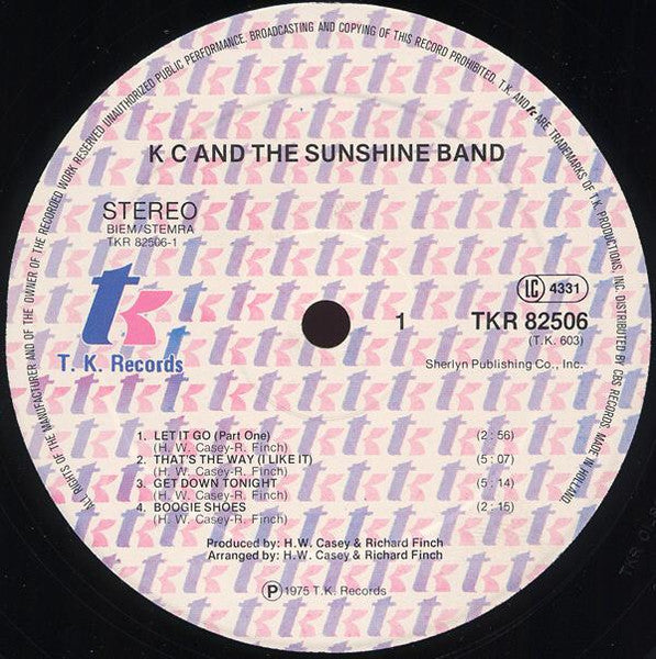 KC & The Sunshine Band : KC And The Sunshine Band (LP, Album, RE)