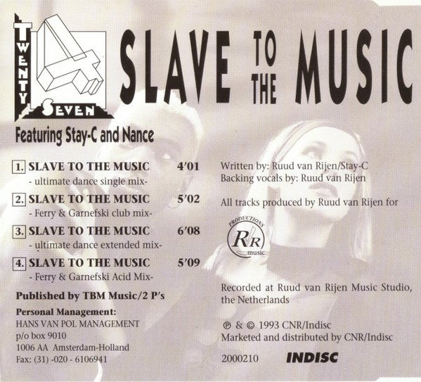 Twenty 4 Seven Featuring Stay-C And Nance : Slave To The Music (CD, Maxi)
