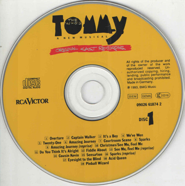 Various : The Who's Tommy (Original Cast Recording) (2xCD, Album, RP)