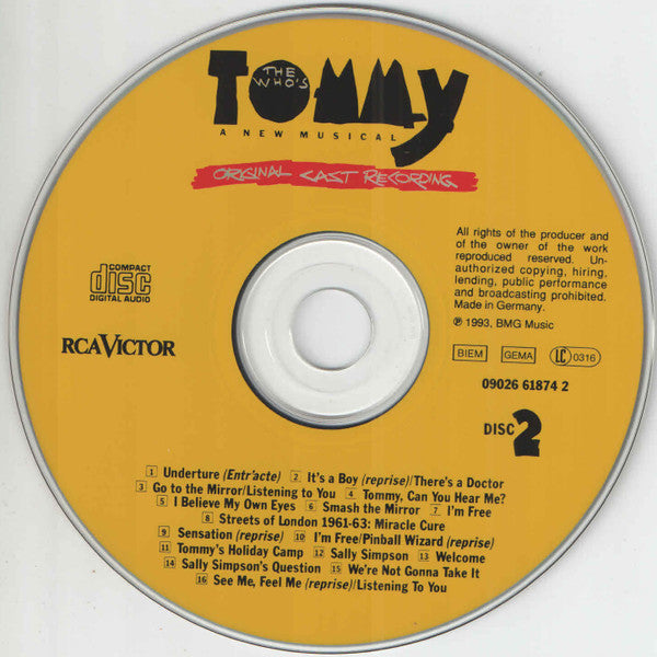 Various : The Who's Tommy (Original Cast Recording) (2xCD, Album, RP)