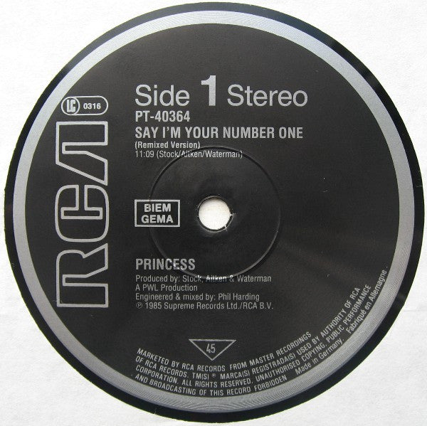 Princess : Say I'm Your No. 1 (12")