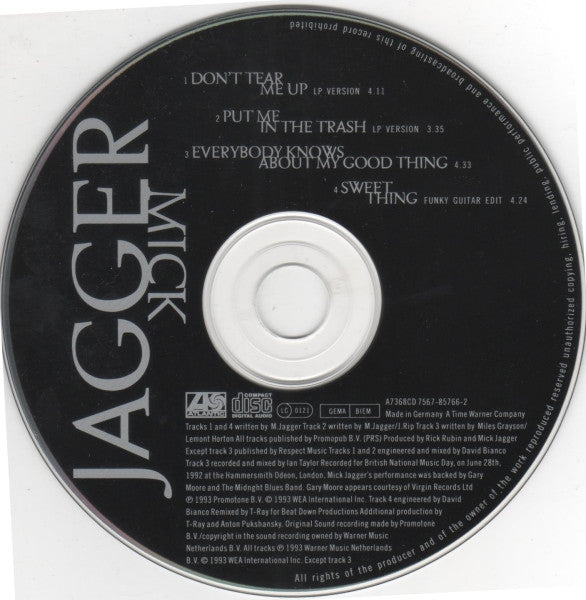 Mick Jagger : Don't Tear Me Up (CD, Maxi)