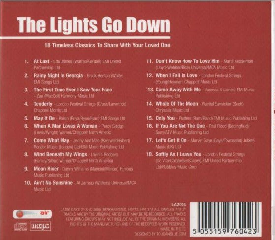 Various : The Lights Go Down (18 Timeless Classics To Share WIth Your Loved One) (CD, Comp)