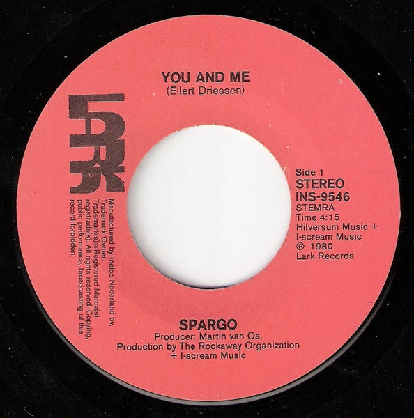 Spargo : You And Me (7", Single)
