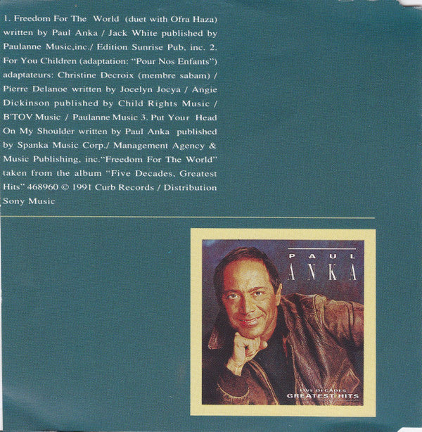 Paul Anka With Ofra Haza : Freedom For The World (CD, Maxi)