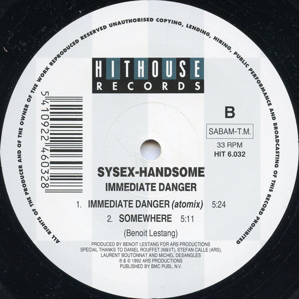 Sysex-Handsome : Immediate Danger (12")
