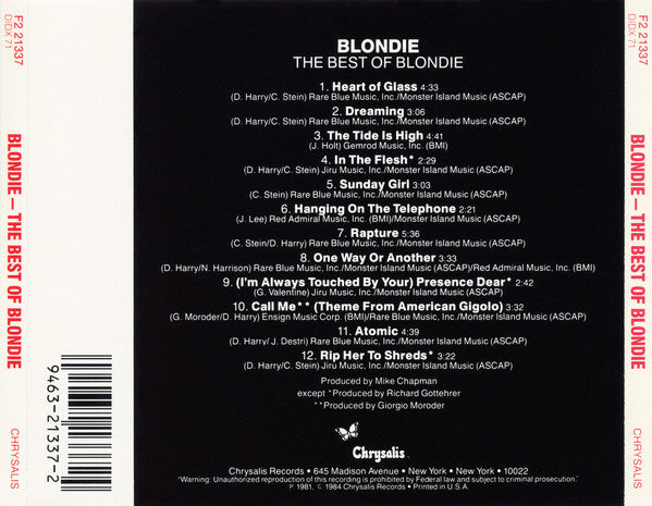 Blondie : The Best Of Blondie (CD, Comp, RE)