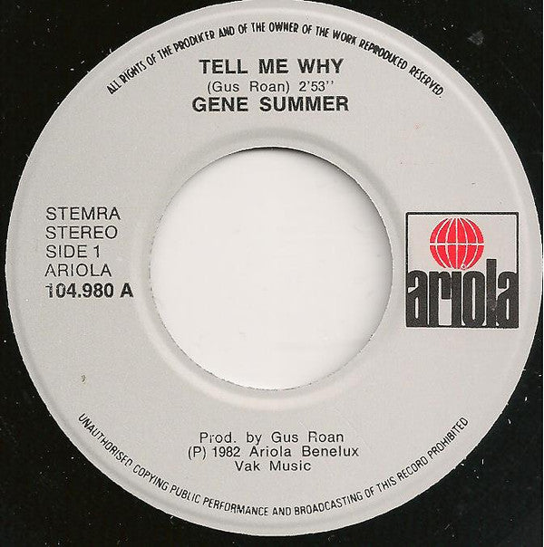 Gene Summer : Tell Me Why (7", Single)