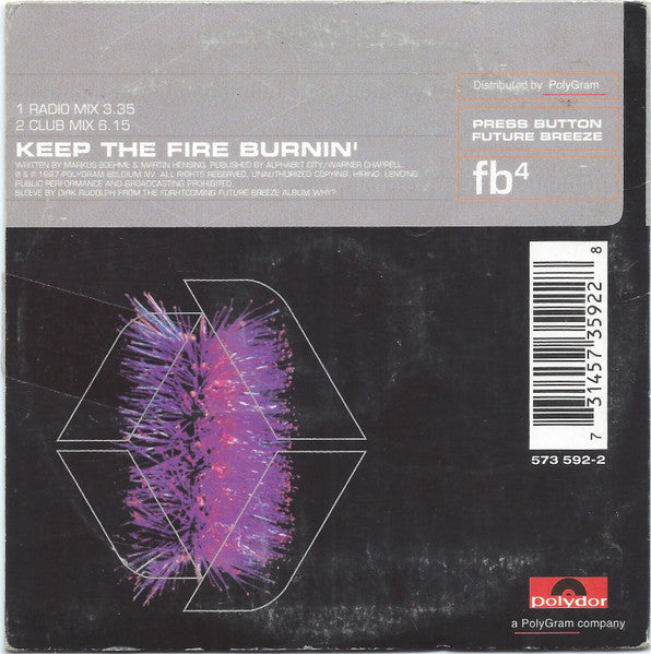 Future Breeze : Keep The Fire Burnin' (CD, Single)