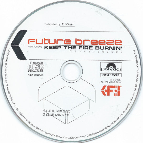 Future Breeze : Keep The Fire Burnin' (CD, Single)