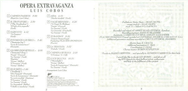 Luis Cobos, Royal Philharmonic Orchestra, Chorus Of The Royal Opera House, Covent Garden, London Symphony Orchestra , Conductor Luis Cobos , Featuring Placido Domingo : Opera Extravaganza (CD, Album)