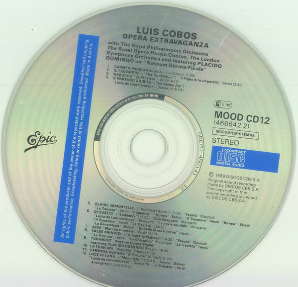 Luis Cobos, Royal Philharmonic Orchestra, Chorus Of The Royal Opera House, Covent Garden, London Symphony Orchestra , Conductor Luis Cobos , Featuring Placido Domingo : Opera Extravaganza (CD, Album)