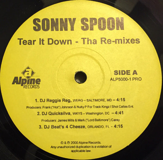 Sonny Spoon : Tear It Down - Tha Re-Mixes (12")