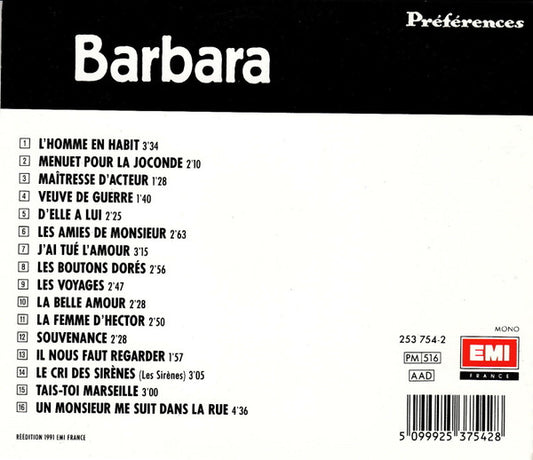 Barbara (5) : L'Homme En Habit (CD, Comp)