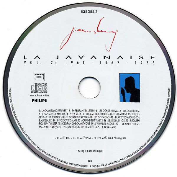 Serge Gainsbourg : La Javanaise - Vol.2 : 1961 • 1962 • 1963 (CD, Comp)