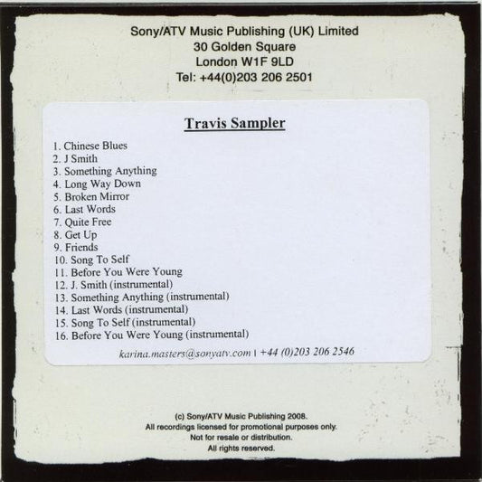Travis : Travis Sampler (CD, Album, Promo, Smplr)
