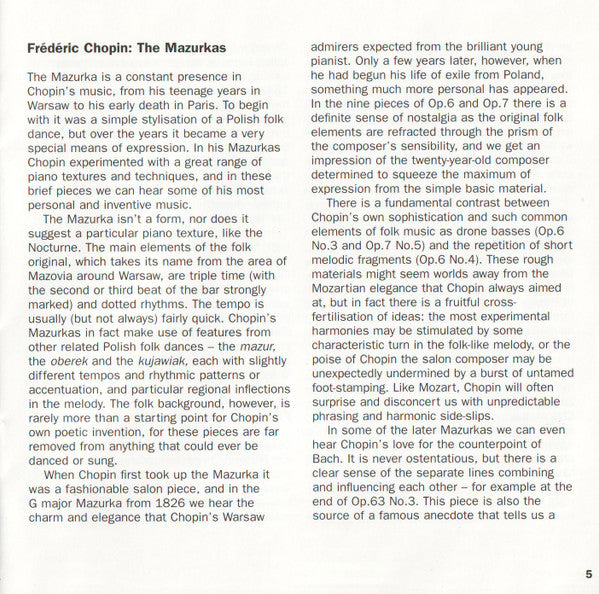Frédéric Chopin, Ronald Smith (4) : Chopin: Mazurkas (2xCD)