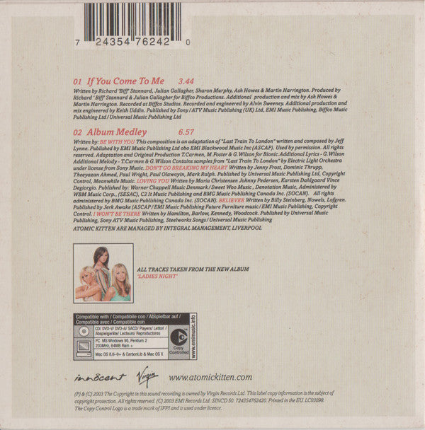 Atomic Kitten : If You Come To Me (CD, Single, Copy Prot., Car)