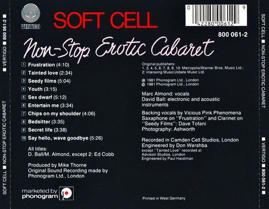Soft Cell : Non-Stop Erotic Cabaret (CD, Album, RE, Blu)
