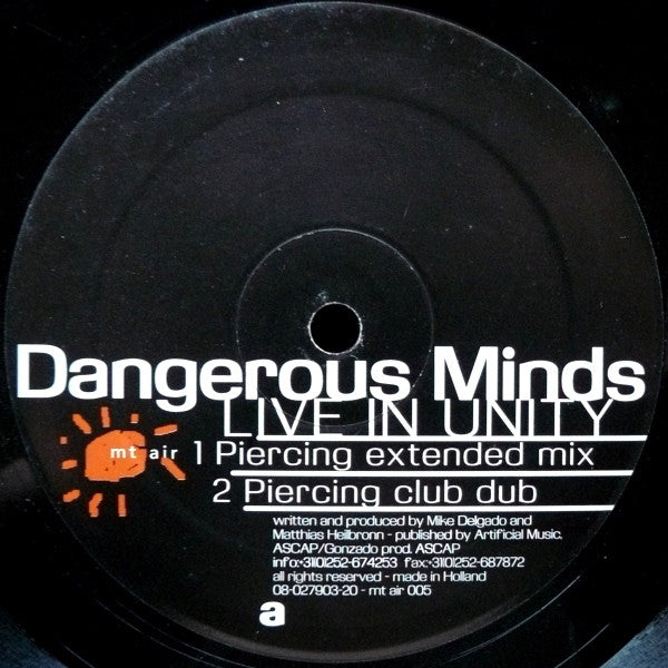 Dangerous Minds : Live In Unity (12")