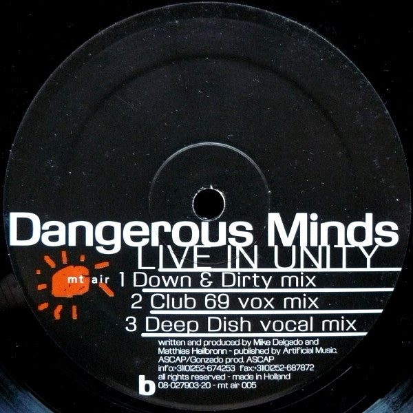 Dangerous Minds : Live In Unity (12")