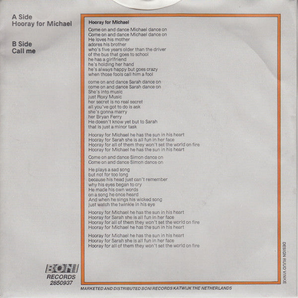The Cats : Hooray For Michael (7", Single)