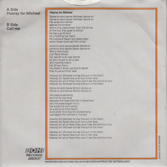 The Cats : Hooray For Michael (7", Single)