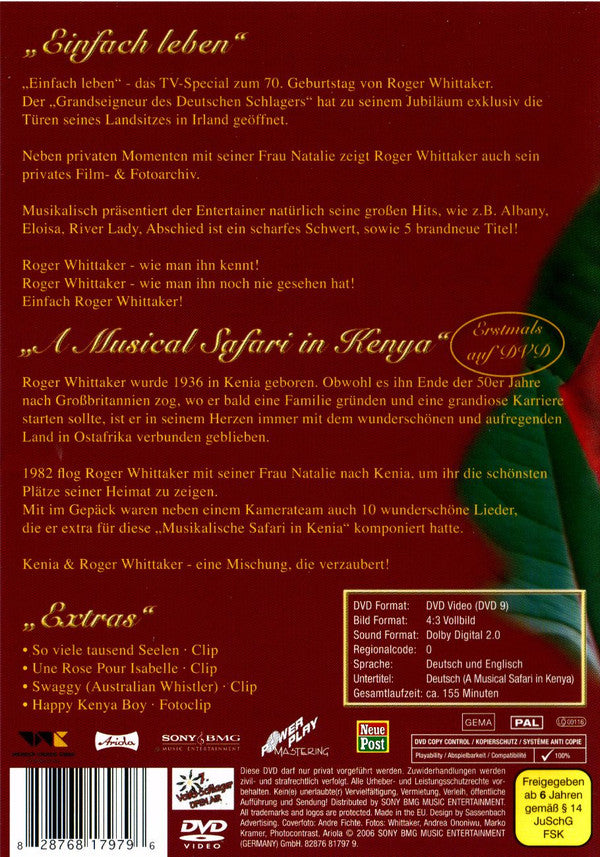 Roger Whittaker : Einfach Leben (Dankeschön Für All Die Jahre) (DVD, Comp, Copy Prot., PAL)