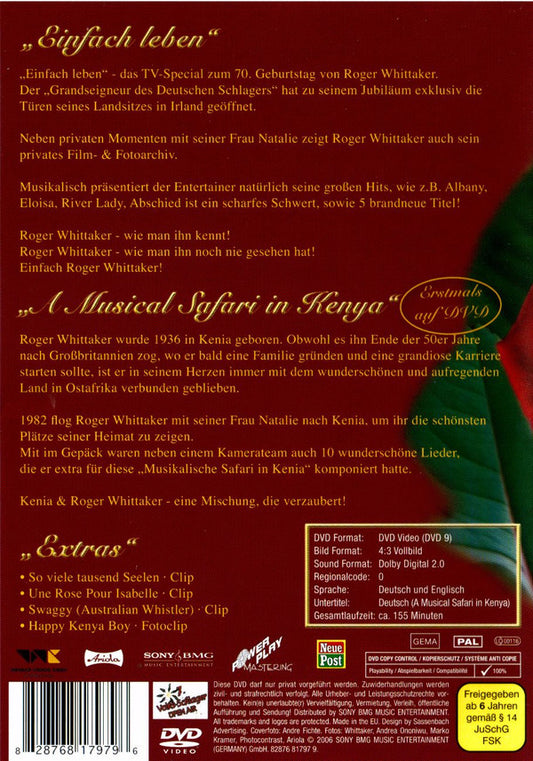 Roger Whittaker : Einfach Leben (Dankeschön Für All Die Jahre) (DVD, Comp, Copy Prot., PAL)