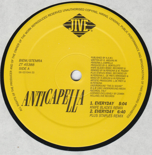Anticappella : Everyday Remixes (12")