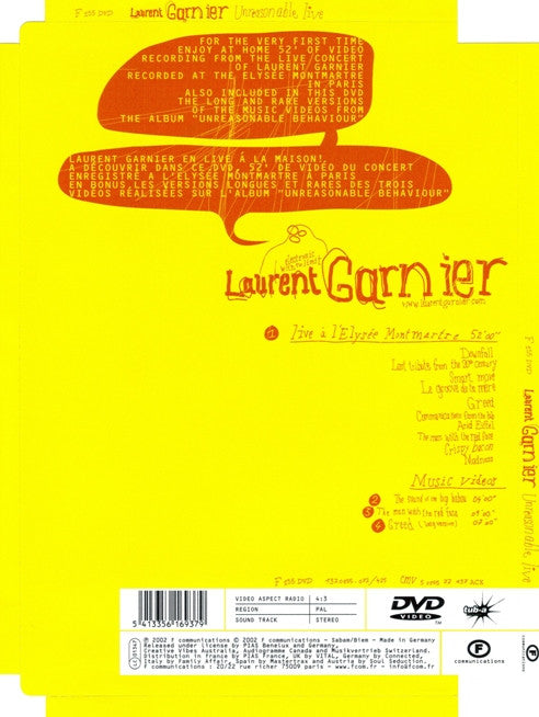 Laurent Garnier : Unreasonable Live (DVD, PAL)