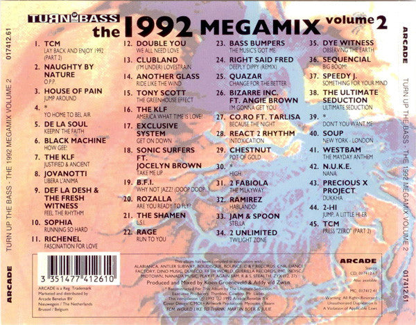 Various : Turn Up The Bass - The 1992 Megamix Volume 2 (CD, Mixed)
