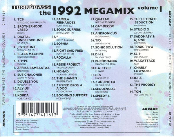 Various : Turn Up The Bass - The 1992 Megamix Volume 1 (CD, Mixed)