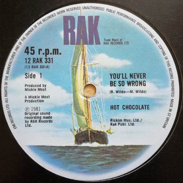 Hot Chocolate : You'll Never Be So Wrong (12", Maxi)