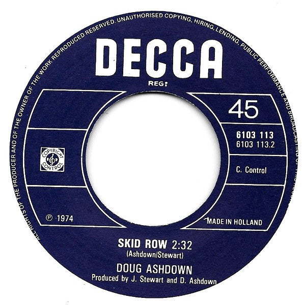 Doug Ashdown : Winter In America / Skid Row (7", Single)