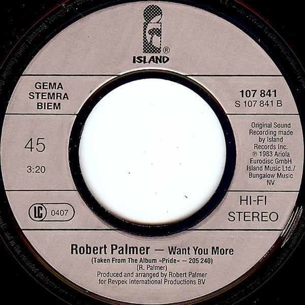 Robert Palmer : Riptide (7", Single)