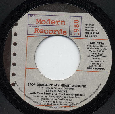 Stevie Nicks With Tom Petty And The Heartbreakers : Stop Draggin' My Heart Around (7", Single, AR )