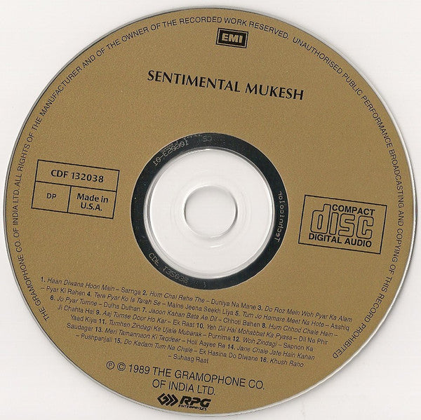 Mukesh : Sentimental Mukesh (CD, Comp)